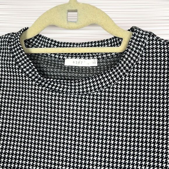 6397 Houndstooth Long Sleeve Shift Oversized Dress In Black/ White XS-L - Picture 4 of 13
